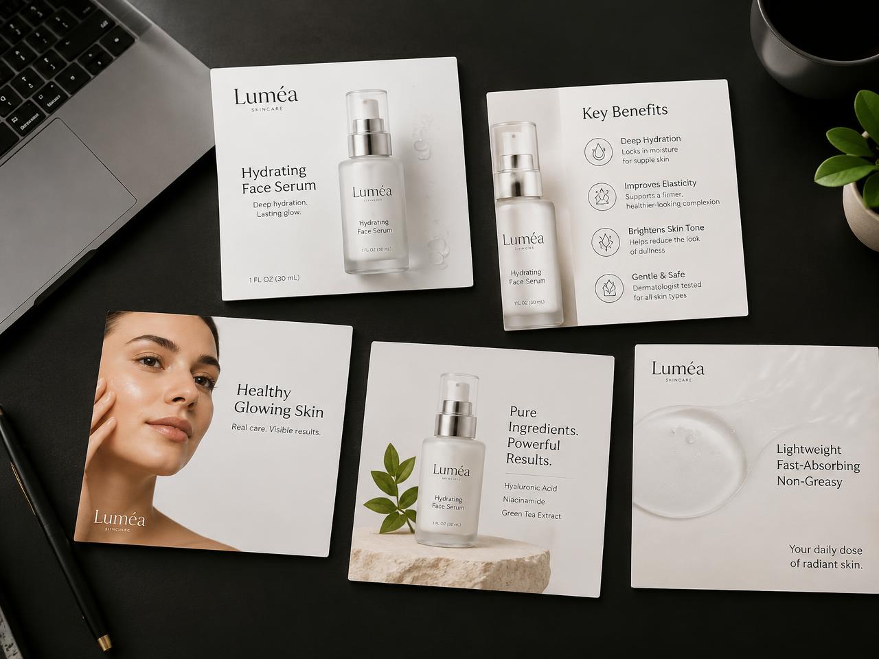 Product listing graphics — Luméa Skincare (concept)